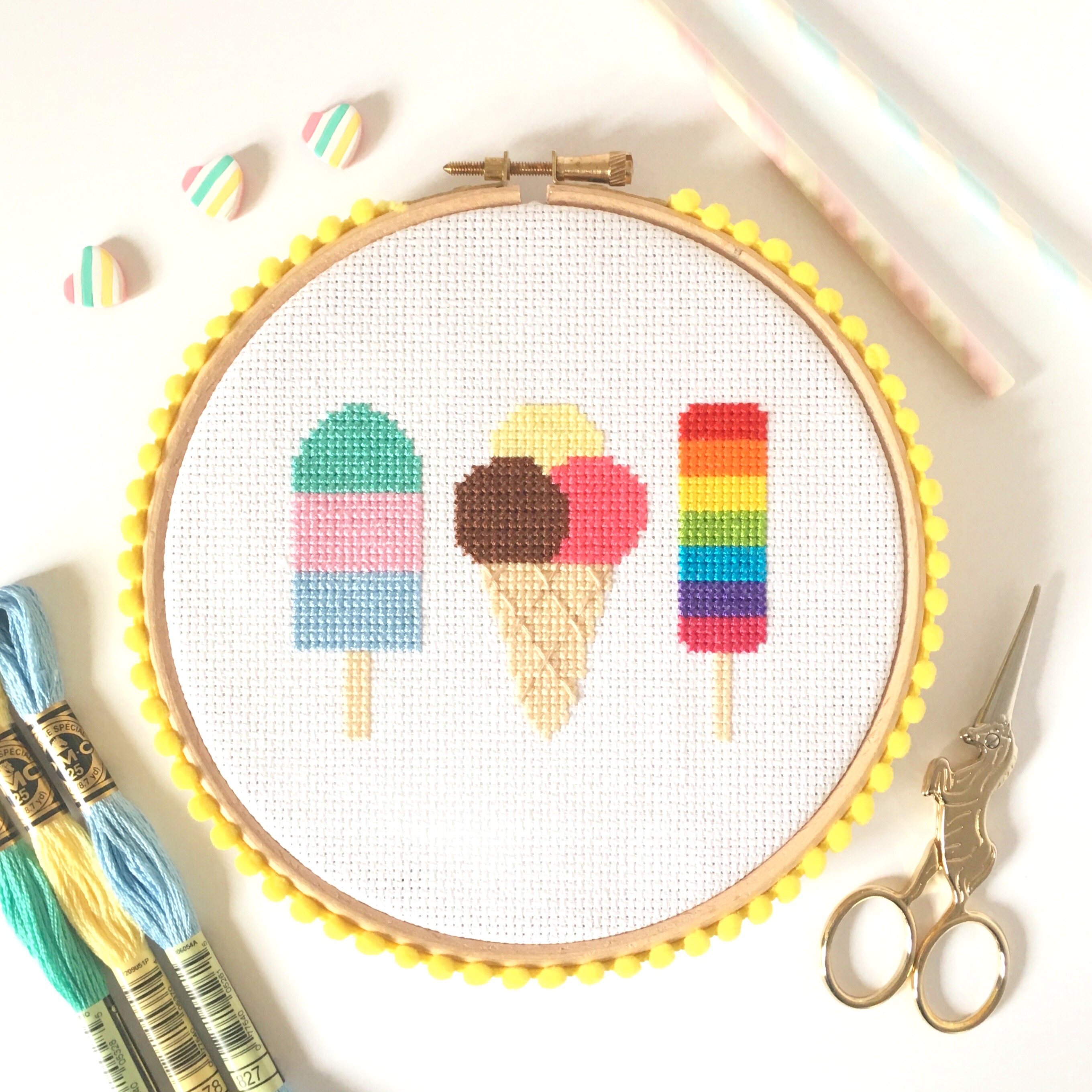 Ice Cream Cross Stitch Kit for Beginners