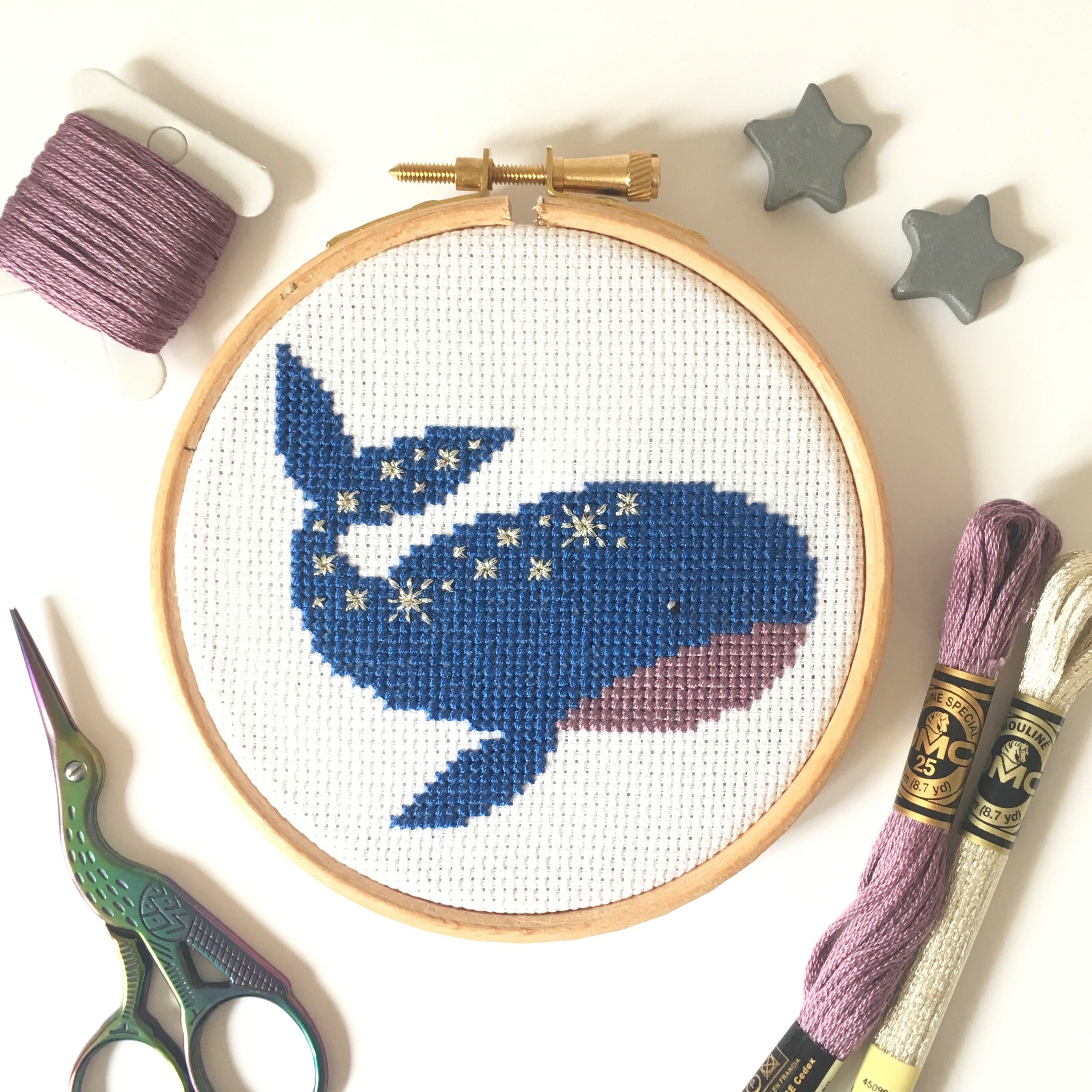 Kawaii Whale Needleminder Magnetic for Cross Stitch